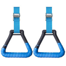(Blue) 2pcs Gymnastic Rings With Adjustable Buckle Straps Professional Fitness
