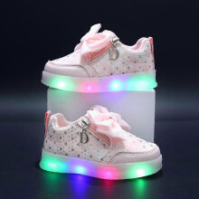 (25 Length 15.2cm, pink) Girls Princess Luminous Soft-soled Sports Shoes Spring and Autumn New Comfortable Bow Children Girls Casual Shoes