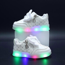 (27 Length 16.8CM, White) Girls Princess Luminous Soft-soled Sports Shoes Spring and Autumn New Comfortable Bow Children Girls Casual Shoes