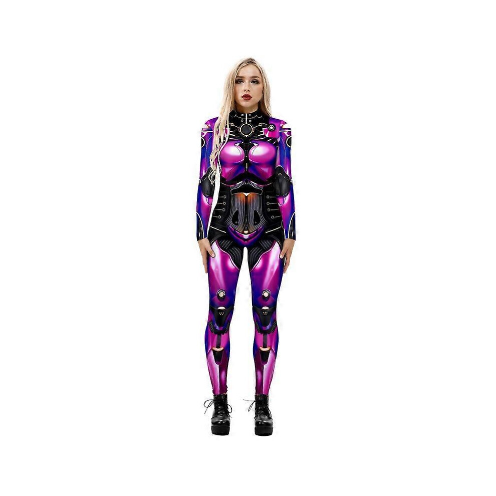 (S, Bright purple) Jumpsuit sexy print cos futuristic clothing tight jumpsuit-image-OPC-PFVNPJS-NEW