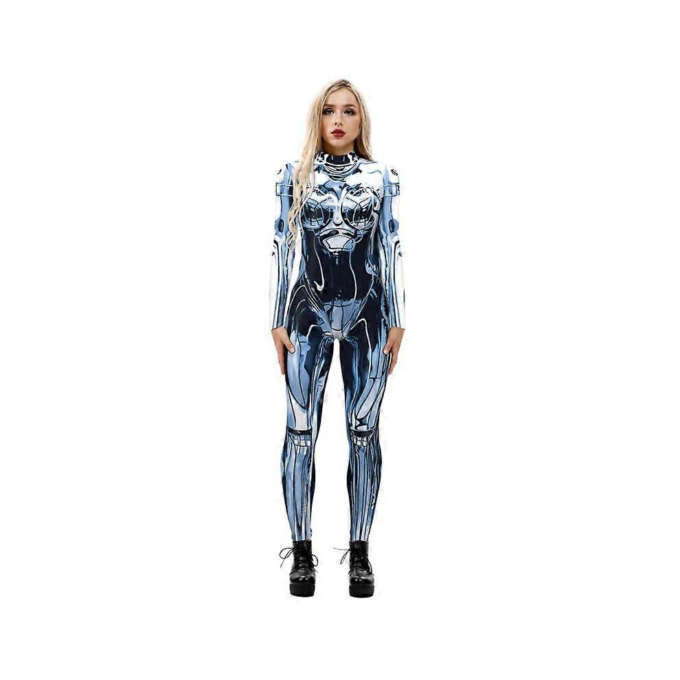 (XL, silver) Jumpsuit sexy print cos futuristic clothing tight jumpsuit-image-OPC-PFVNPMT-NEW