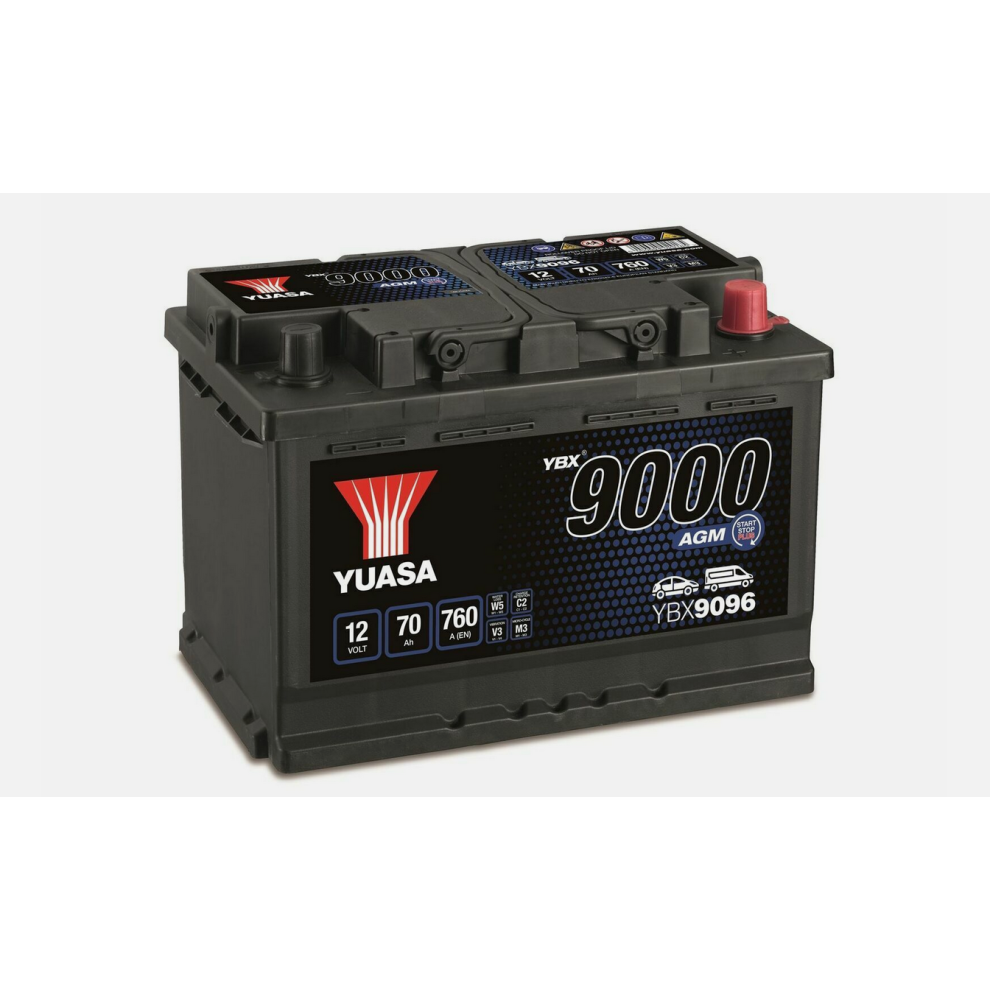 Yuasa AGM YBX9096 (096AGM) Stop Start Plus Battery - 12v 70Ah 760 CCA