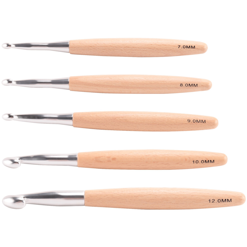 Haaknaaldenset met handvat, voor dik garen, maat 7/8/9/10/12 mm