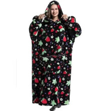 (1pc-Kid Free Size, FH115) Extra Long Flannel Blanket Sleeves Winter Hoodie Jacket Pullover Fleece Giant Wearable Blanket Hoodie Oversized
