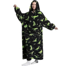(1pc-Baby Free Size, FH127) Extra Long Flannel Blanket Sleeves Winter Hoodie Jacket Pullover Fleece Giant Wearable Blanket Hoodie Oversized