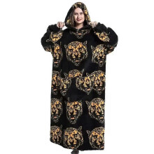 (1pc-Baby Free Size, FH114) Extra Long Flannel Blanket Sleeves Winter Hoodie Jacket Pullover Fleece Giant Wearable Blanket Hoodie Oversized