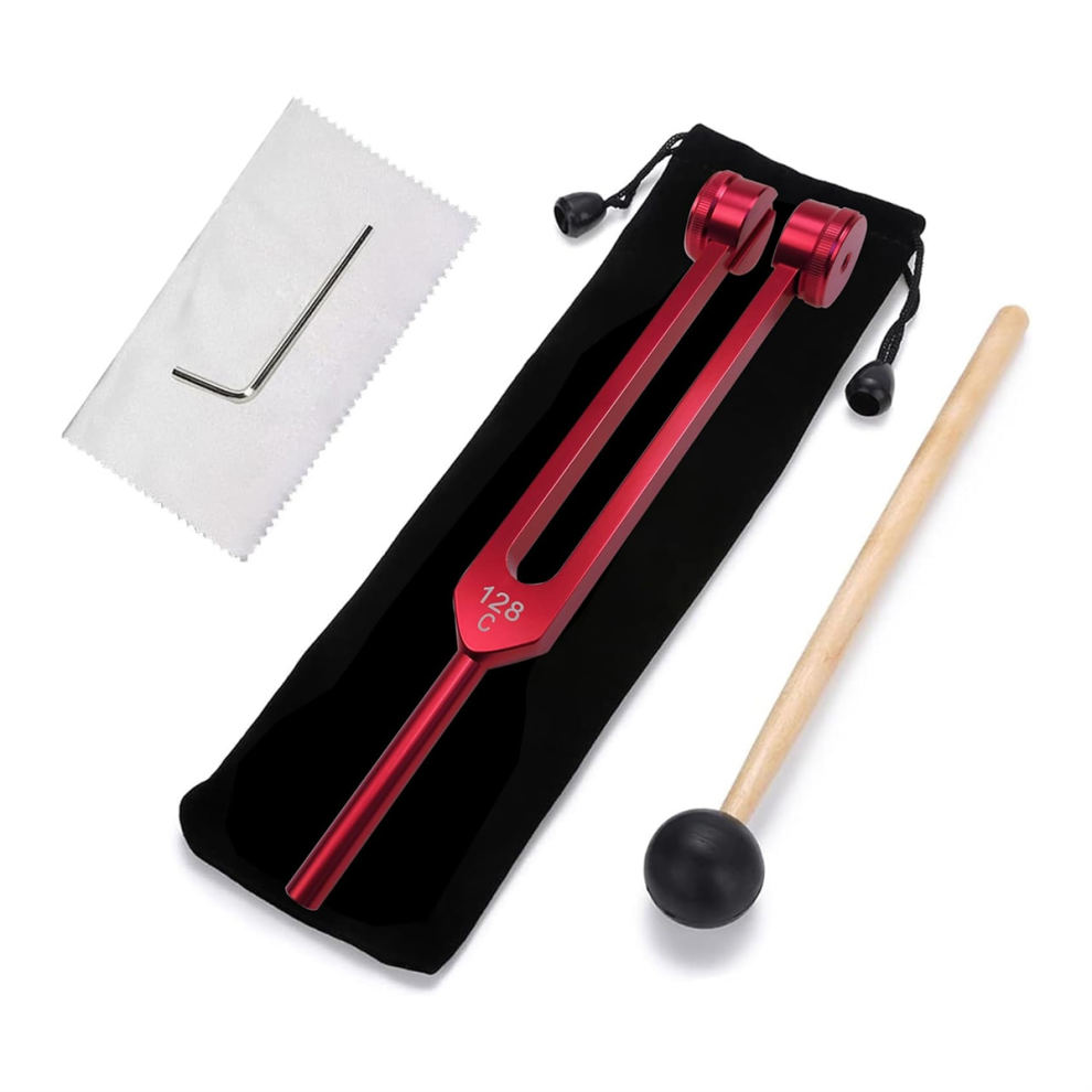 128 Hz Tuning Fork Weighted Red Tuning Fork for Healing 128Hz
