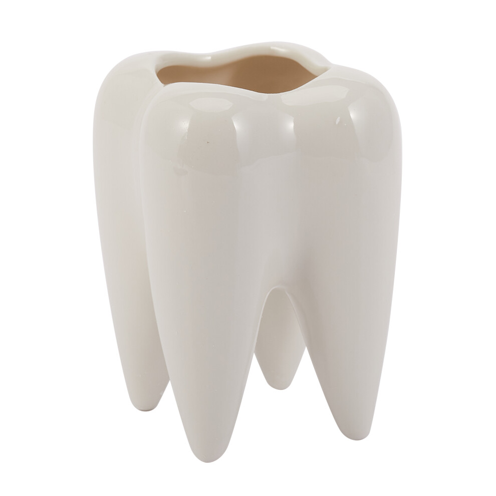 Vaso Per Fiori In Ceramica Bianca A Forma Di Dente, Design Moderno (Senza Piante)