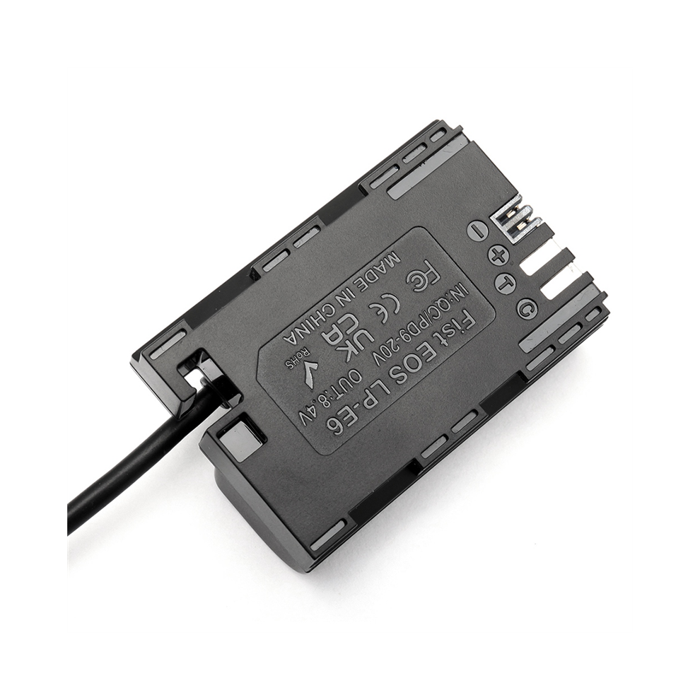 Batterie simulée LP-E6 intelligente pour Canon EOS 5D Mark IV/5D Mark II/5DS/5DSR - alimentation USB-C PD et indicateur lumineux