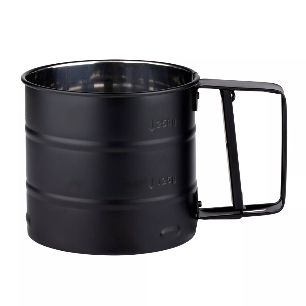 (Black) Sieve Cup Sifter Stainless Steel Flour Cocoa Icing Sugar Kitchen Baking Tool
