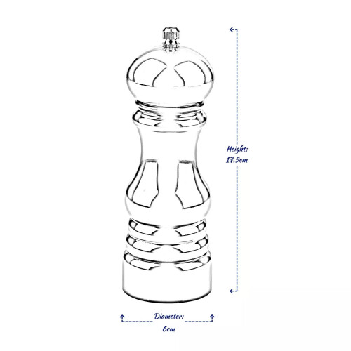 Alpina (Black) Salt Pepper Mill Grinder Manual Spice Herb Refillable Coarse Adjustable Plastic 2