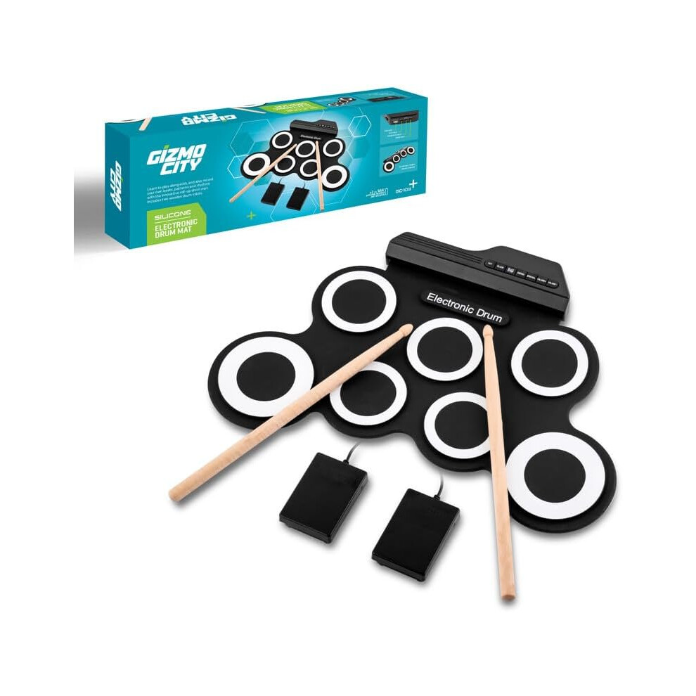 Portable Electric Drum Set Pad Headphone Jack Digital Music Instrument Speaker