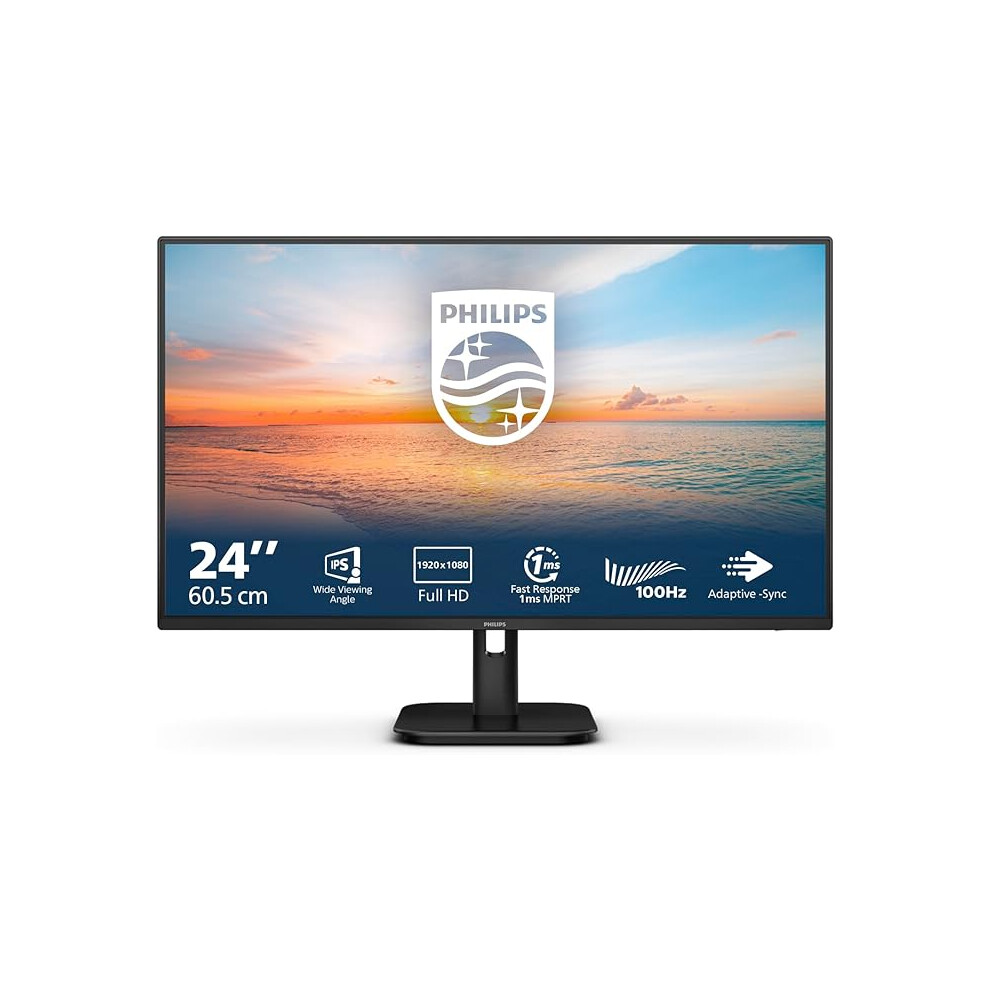 PHILIPS 24E1N1100A - 24 Inch FHD Monitor, 100Hz, IPS, 1ms, Speakers, Lowblue mode, FlickerFree, Cable managment 1920 x 1080, 250 cd/mÂ², VGA/HDMI 1.4