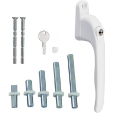PVC Window Handle uPVC Universal Inline Espag Double Glazing Key Locking White