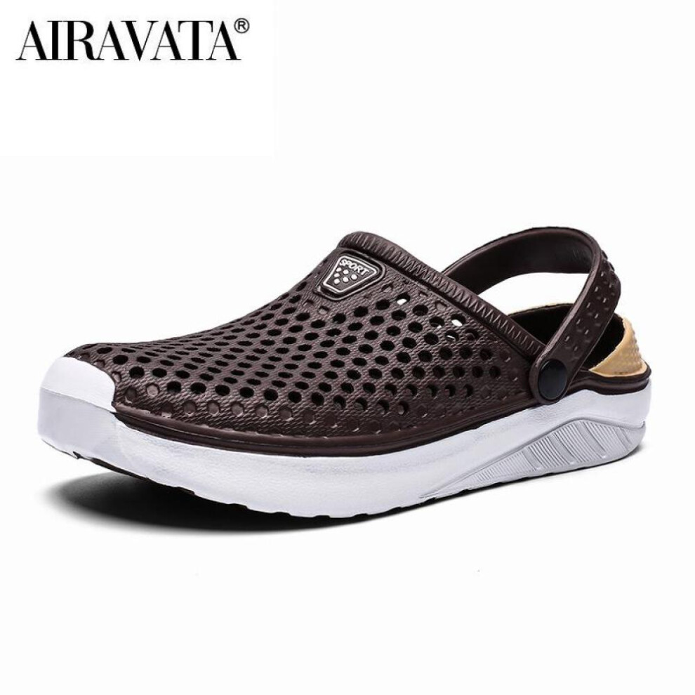 (coffee, 44) Unisex Fashion Beach Clogs Thick Sole Slipper Waterproof Anti-slip Sandals Flip Flops For Women Men