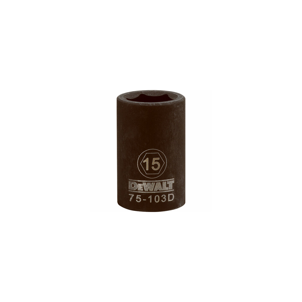 Metric Impact Socket, 6-Point, Black Oxide, 1/2-In. Drive, 15mm -DWMT75103OSP