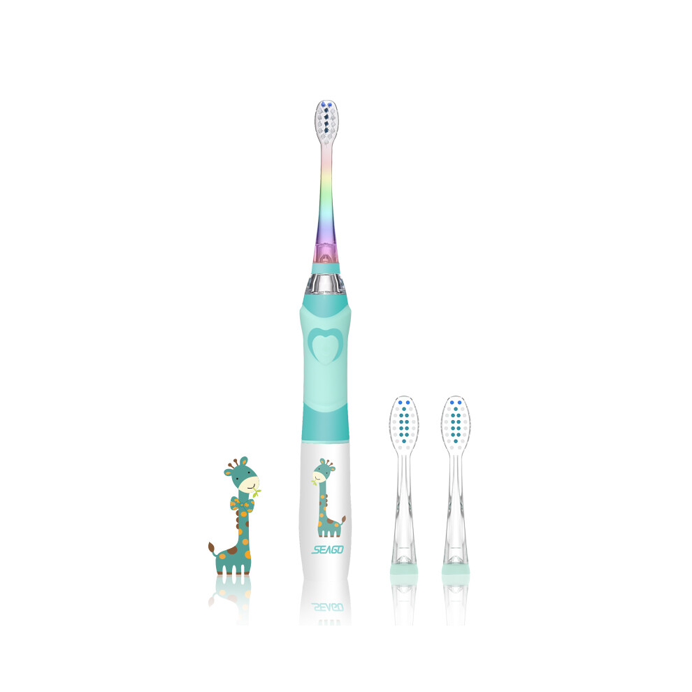 Pink/Blue Seago Sg-977 Kids Sonic Electric Toothbrush Soft Bristles Ipx7 Waterproof Sonic Vibrating Teeth Cleaner For Child W/ Colorful Lights