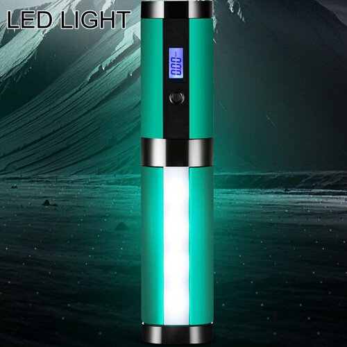 Draagbare Luchtcompressor Digitale Lcd - display Mini Luchtpomp Handheld Bandenpomp Led - lamp USB - uitgang 2