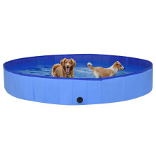 [EU Direct] vidaxl 92603 Foldable Dog Swimming Pool Blue 300x40 cm PVC Puppy Bath Collapsible Bathing for Cats Playing Kids Bathtub Pet Supplies