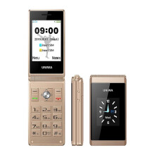 (Gold) Uniwa X28 2.8 Inch 1.77 Inch Dual-screen Flip Phone