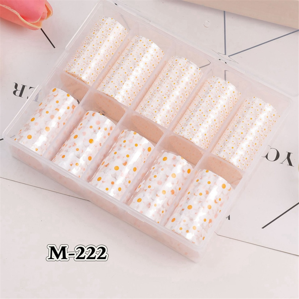 10 rollen mini-witte bloemen-nageltransfervellen, nagelkunstbenodigdheden, bloementhema - zomer, folie