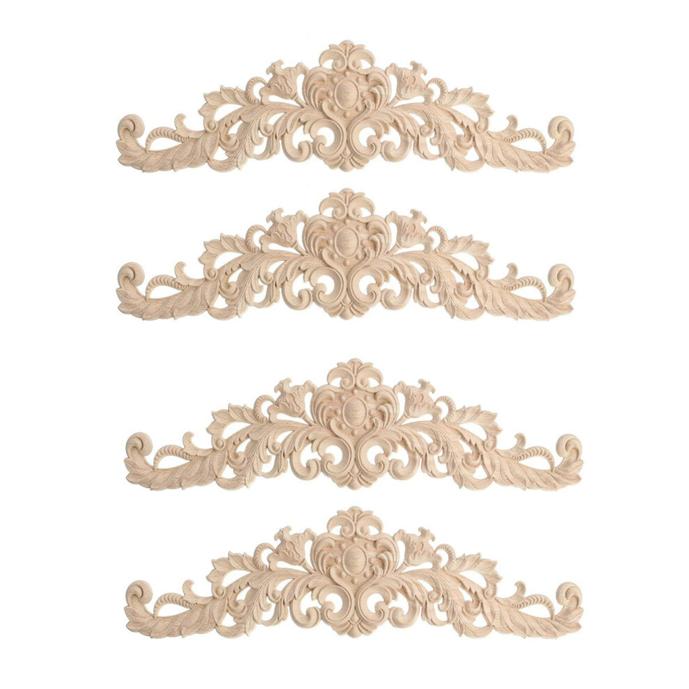 Lot de 4 meubles artisanaux en bois sculpté pour armoire, ornement d'angle en bois, ornements en bois faits à la main