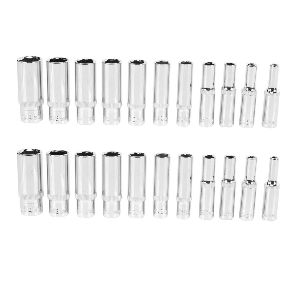 22 Pcs 1/4 Inch Drive Deep Socket Set Hand Tools 6 Point Long Socket Hex Repair Tool