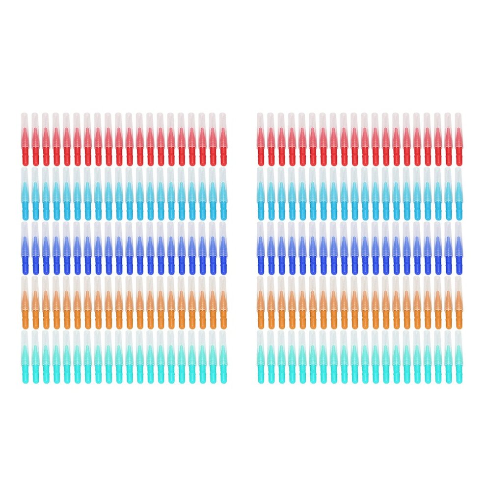 Tlily 200Pcs Interdental Brush Teeth Soft Dental Picks Tooth Floss Interdental Brush Refill Dental Toothpick Cleaners
