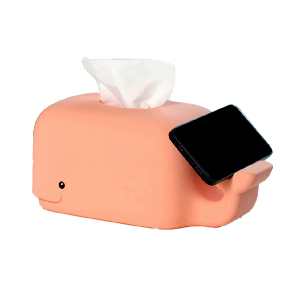 Siliconen Tissue Box Telefoonhouder Keuken Badkamer Kantoor Opbergdozen Desktop Servethouder Dispenser Case Roze-image