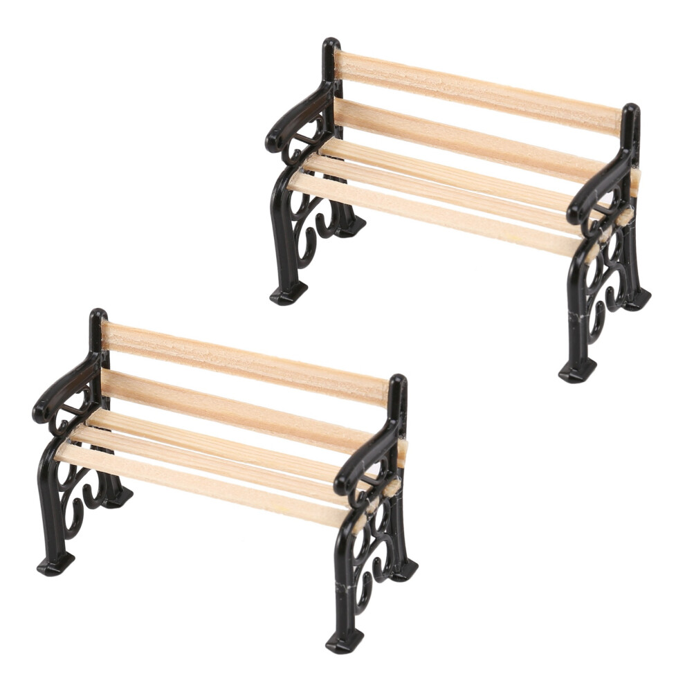 2X 1/24 Meubles de jardin miniatures Banc de parc