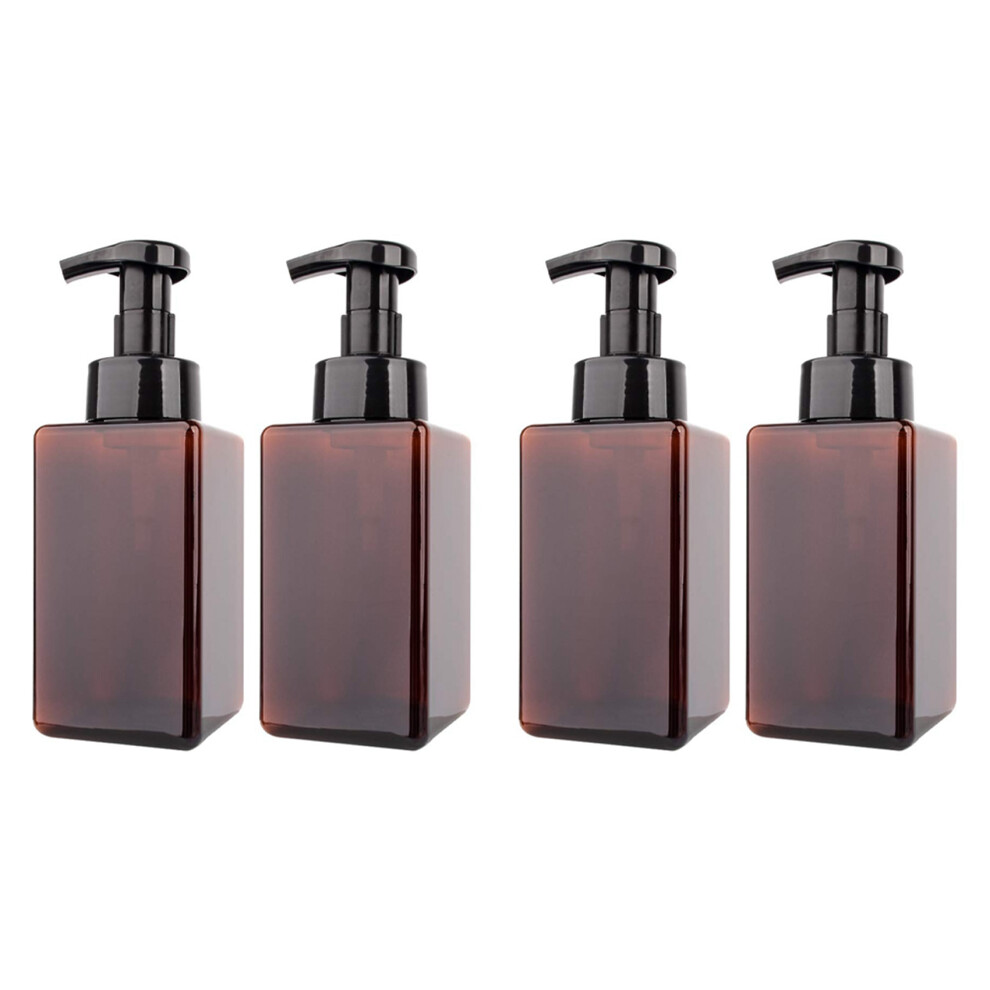 4 Pack Foaming Soap Dispenser 15Oz Refillable Foam Liquid Hand Soap Empty Plastic Pump Bottle Container - Brown 450Ml