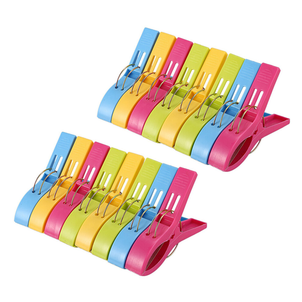 Lot de 16 pinces à linge de plage en plastique de couleur vive pour transat, différentes couleurs