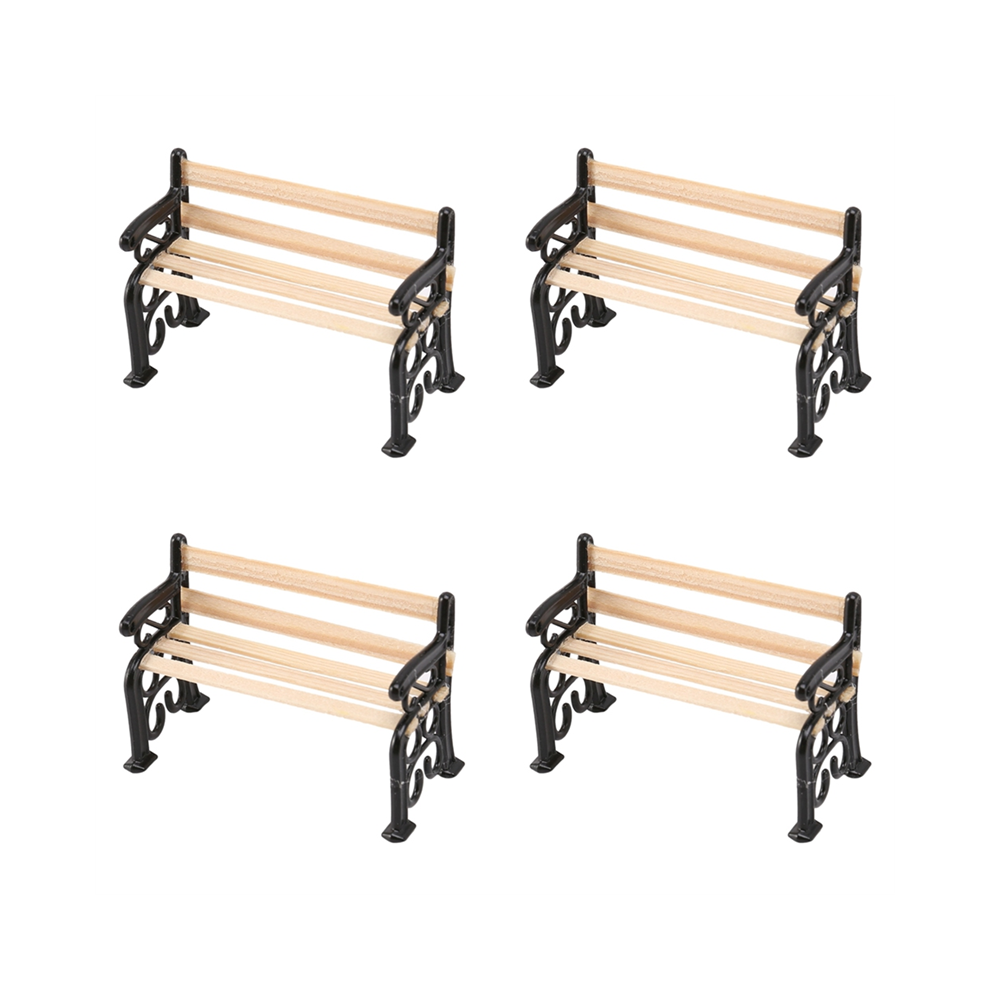 4X 1/24 Meubles de jardin miniatures Banc de parc