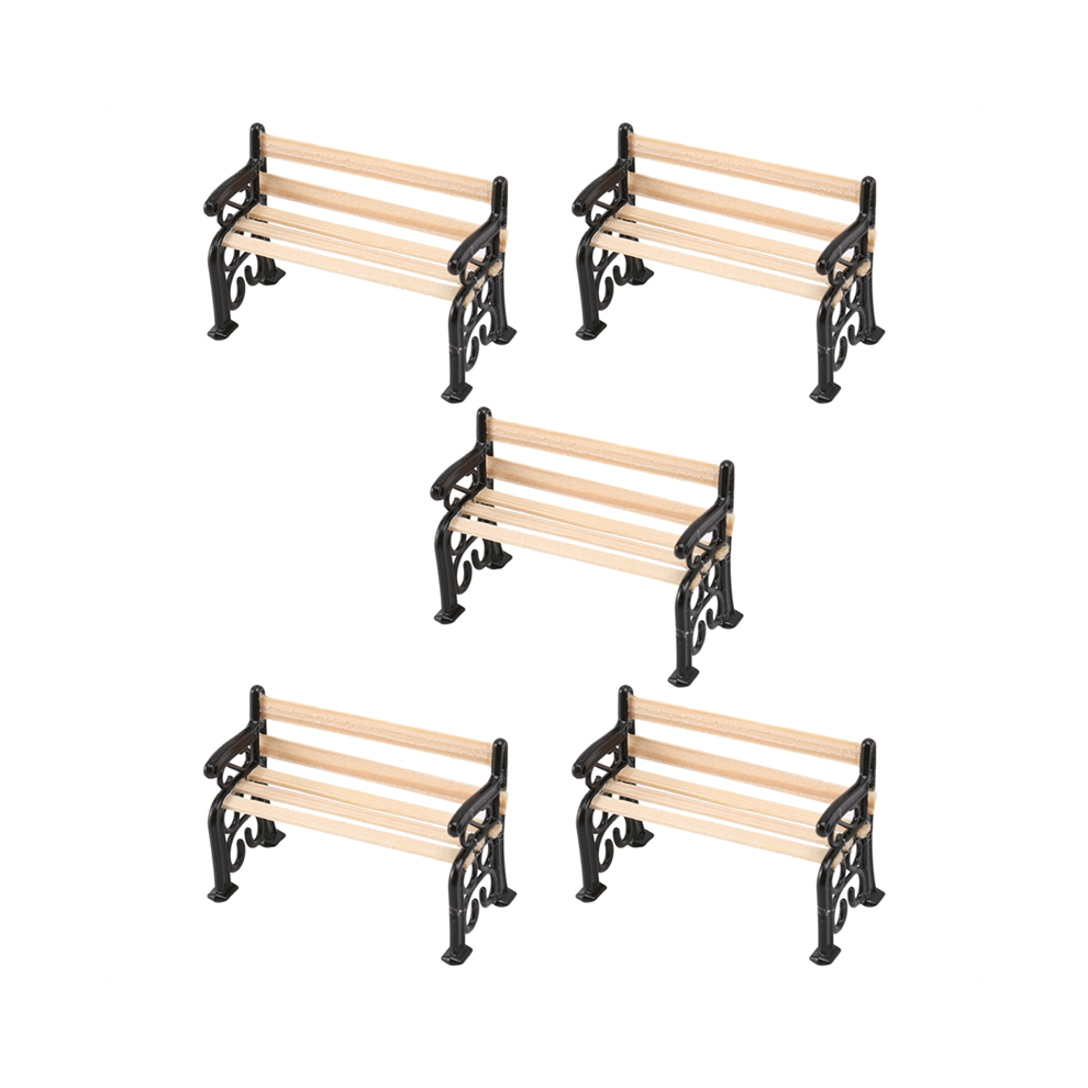 5X 1/24 Meubles de jardin miniatures Banc de parc