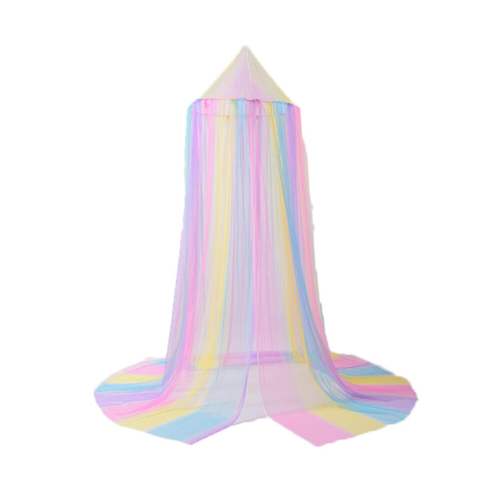 (Rainbow Color) Mosquito Net Soft Star Sequin Net Yarn Cute Canopy Crib Curtain For Baby Room