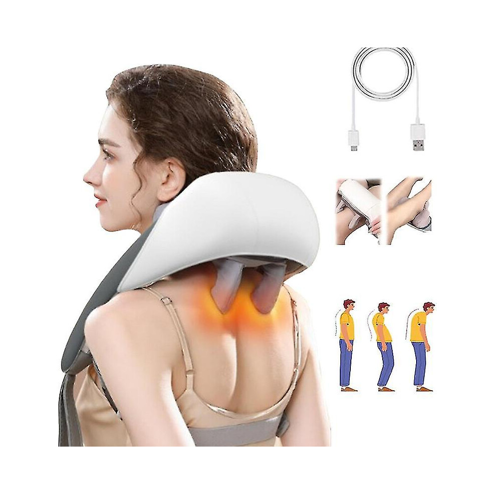 White (White) Massagers For Neck And Shoulder With Heat, Neck And Back Massager
