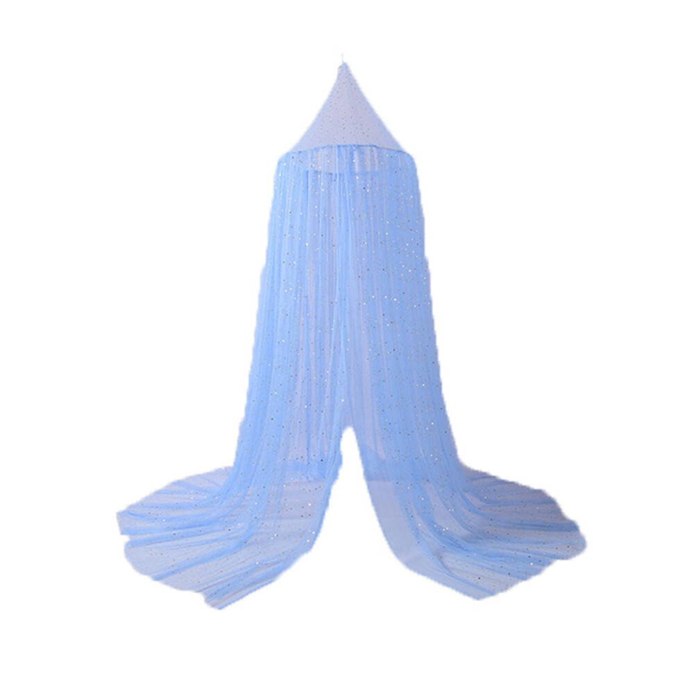 (Sky Blue) Mosquito Net Soft Star Sequin Net Yarn Cute Canopy Crib Curtain For Baby Room Sky Blue