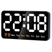 Horloge Murale NuméRique, NuméRique LED de 9 Pouces, Grand éCran avec 12/24 Heures, Gros Chiffres, Petite Silencieuse (Blanc)
