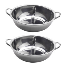 Lot de 2 marmites doubles divisées en acier inoxydable de 28 cm, ustensiles de cuisine pour marmites à soupe compatibles avec la cuisine à domicile