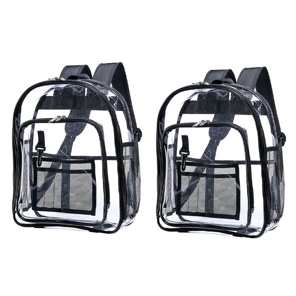 Lot de 2 sacs à dos transparents très résistants, sac à dos d'école transparent de sécurité, sac à dos transparent