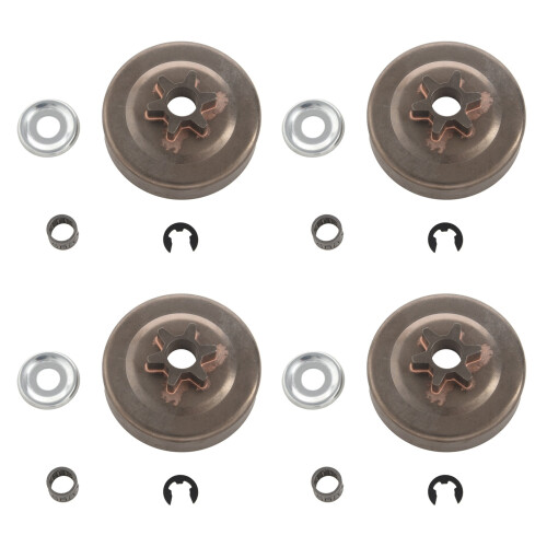 4X 3/8 6T Clutch Drum Sprocket Washer E-Clip Kit for Chainsaw 017 018 021 023 025 Ms170 Ms180 Ms210 Ms230 Ms250
