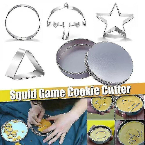5pcs/set Squid Game Biscuits Sugar Pie Squid Game Cookie Candy Mold 2