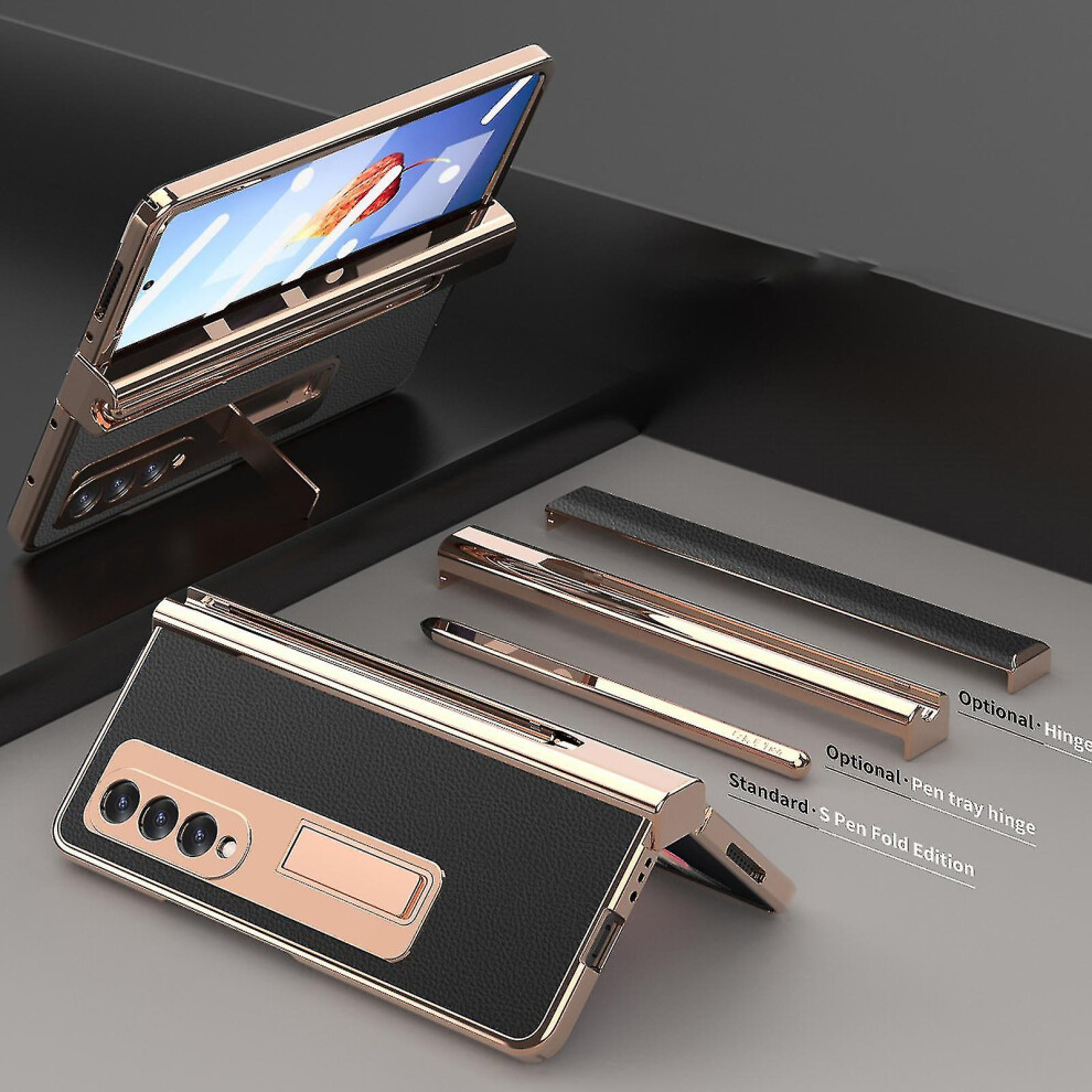 (black) For Samsung Galaxy Z Fold 5 Heavy Duty Phone Cases With Screen Protector
