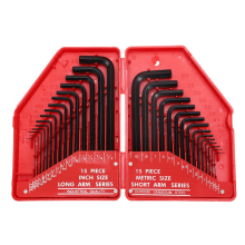 Set van 30 SAE en metrische inbussleutels, L-vormig mechanisch handgereedschap, schroevendraaierset