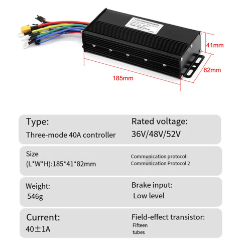 36/48V/52V E-Bike 40A Three Mode Sine Wave Brushless Controller 2