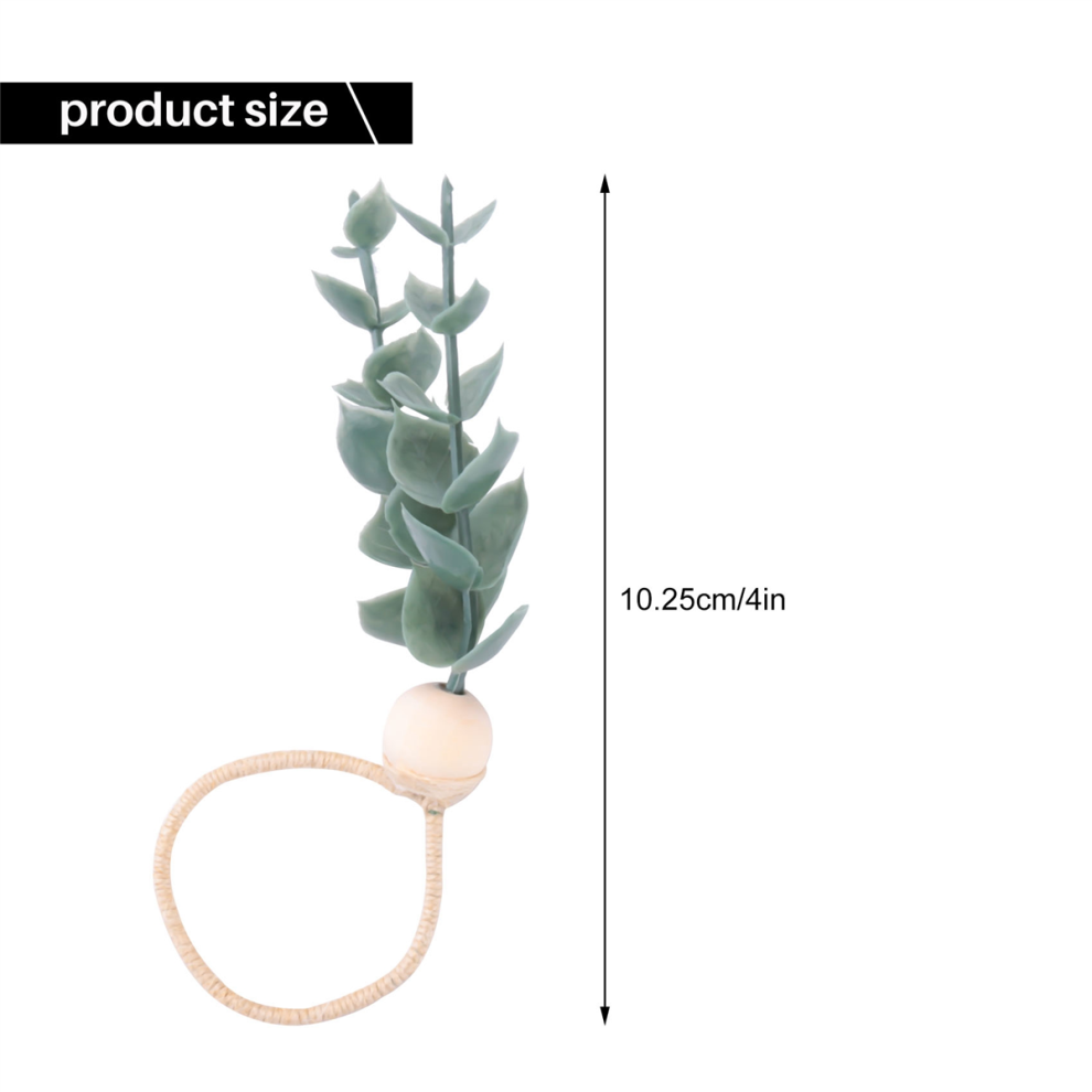 Lot de 6 porte-serviettes en perles de bois faites à la main avec fausse verdure