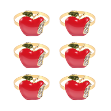 Napkin Rings Set of 6, Red Napkin Ring for Wedding,Dinner
