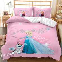 (Frozen 01, Double) 3D Characters Bedding Set Quilt Duvet Cover with Pillowcase Single Double Gifts