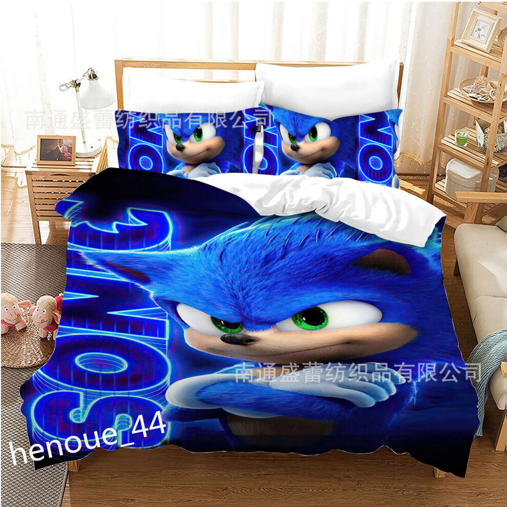 (Sonic the Hedgehog 01, Double) 3D Characters Bedding Set Quilt Duvet Cover with Pillowcase Single Double Gifts