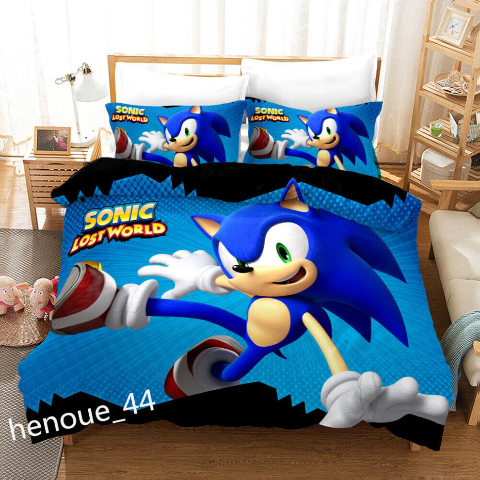 (Sonic the Hedgehog 04, Double) 3D Characters Bedding Set Quilt Duvet Cover with Pillowcase Single Double Gifts